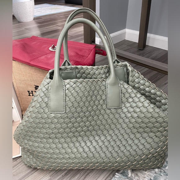 ✨🎁🎁Anne Klein Green Woven Tote Bag with Pouch✨NEW - Picture 14 of 14